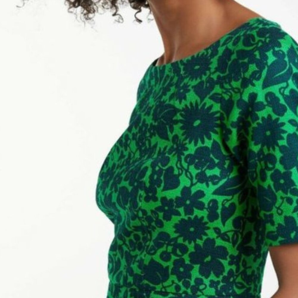 Boden Fleur Fitted Top -1/2 sleeve, sz 2, Highland Green with Shadow Floral -EUC - Picture 10 of 11